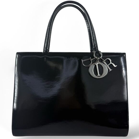 Christian DIOR Black Leather Lady D Tote - Picture 1 of 16